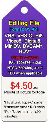 VHS, VHS-C, Hi8, Video8, capture AVI